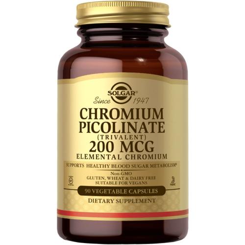 Solgar Chromium Picolinate Συμπλήρωμα Διατροφής Χρήσιμο για τον Έλεγχο του Σακχάρου στο Αίμα 200μg - 90veg.caps
